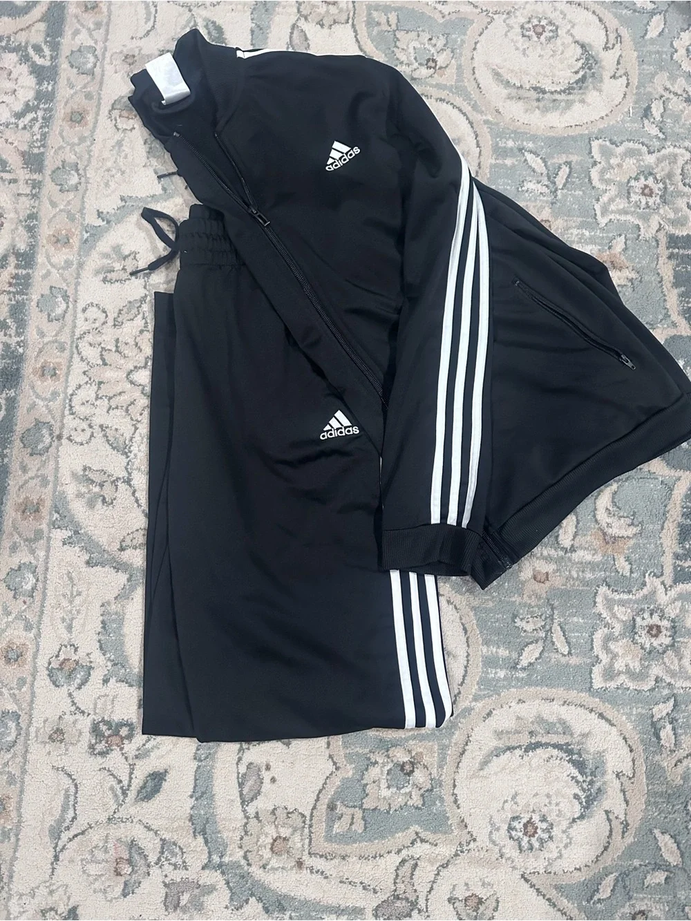 adidas Kids Black Track Jacket & Joggers with White Stripes